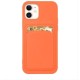 Card Case silicone wallet case with card holder documents for iPhone 13 orange