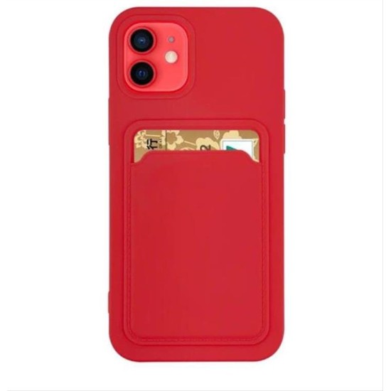 Card Case silicone wallet case with card holder documents for iPhone 11 Pro red
