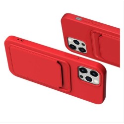 Card Case silicone wallet case with card holder documents for iPhone 11 Pro red