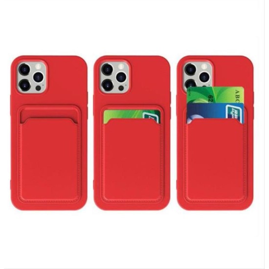 Card Case silicone wallet case with card holder documents for iPhone 11 Pro red