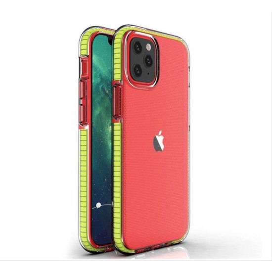 Spring Case clear TPU gel protective cover with colorful frame for iPhone 13 mini yellow