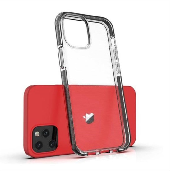 Spring Case clear TPU gel protective cover with colorful frame for iPhone 13 mini yellow