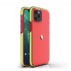 Spring Case clear TPU gel protective cover with colorful frame for iPhone 13 yellow