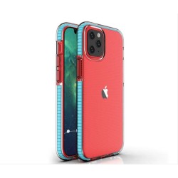 Spring Case clear TPU gel protective cover with colorful frame for iPhone 13 light blue