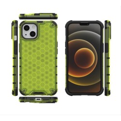 Honeycomb Case armor cover with TPU Bumper for iPhone 13 green