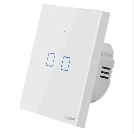 SONOFF smart διακόπτης ΤΧ-T2EU2C, αφής, Wi-Fi, διπλός, λευκός SONOFF smart διακόπτης ΤΧ-T2EU2C, αφής, Wi-Fi, διπλός, λευκός