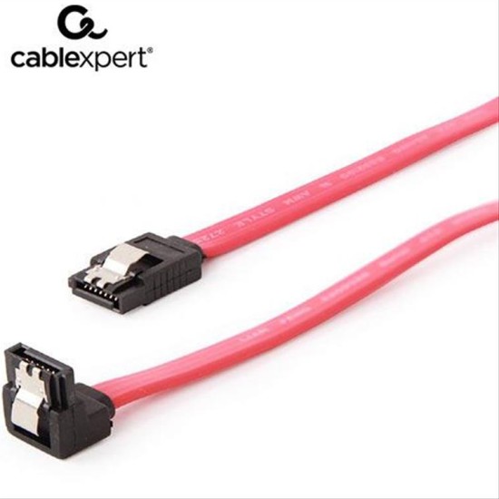 CABLEXPERT SATA III 10CM DATA CABLE WITH 90 DEGREE BENT CONNECTOR METAL CLIPS