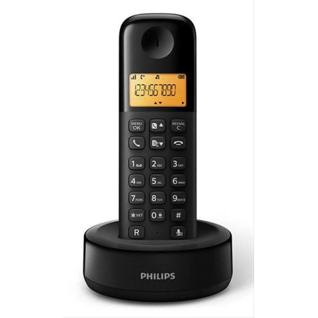 PHILIPS ασύρματο τηλέφωνο D1601B/34, με ελληνικό μενού, μαύρο