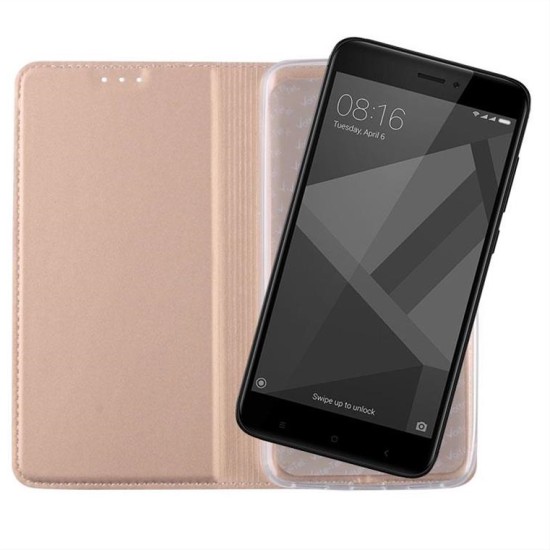 ΘΗΚΗ XIAOMI REDMI 4X 5.0" MAGNET BOOK STAND GOLD
