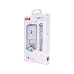 XO Wall charger L36 white plus cable 8-pin 1USB QC 3.0 XO Wall charger L36 white plus cable 8-pin 1USB QC 3.0