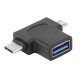 POWERTECH Αντάπτορας USB 3.0 (F) σε USB Type-C & Micro CAB-U117, μαύρο