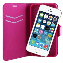 ΘΗΚΗ IPHONE SE/5/5S 4.0" LINE LEATHER-TPU BOOK STAND PINK