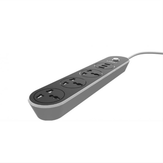 Πολύπριζο, LDNIO SC3301, 3 υποδοχές, 3 φόρτισης USB θύρες, 3.1A, 1,6m, Μαύρο