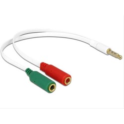 DELOCK Αντάπτορας από 2x 3.5mm 3-pin (F) σε 3.5mm 4-pin (M), λευκός 65447 DELOCK Αντάπτορας από 2x 3.5mm 3-pin (F) σε 3.5mm 4-pin (M), λευκός 65447