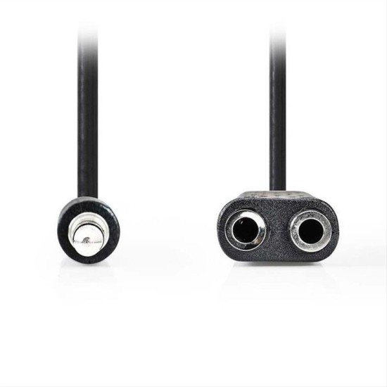 Καλώδιο 3,5mm Stereo αρσ. - 2 x 3,5mm Stereo θηλ., 0.2m NEDIS CAGP22100BK02
