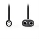 Καλώδιο 3,5mm Stereo αρσ. - 2 x 3,5mm Stereo θηλ., 0.2m NEDIS CAGP22100BK02