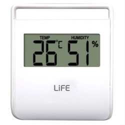 LIFE FLEXY Ψηφιακό θερμόμετρο / υγρόμετρο εσωτερικού χώρου, σε λευκό χρώμα.