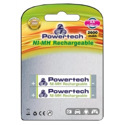 POWERTECH επαναφορτιζόμενη μπαταρία PT-351 2600mAh, AA R6, 2 τμχ POWERTECH επαναφορτιζόμενη μπαταρία PT-351 2600mAh, AA R6, 2 τμχ