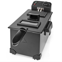 Ανοξείδωτη φριτέζα 3L με παράθυρο, 2200W σε μαύρο χρώμα, NEDIS KADF302FBK