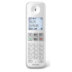 PHILIPS ασύρματο τηλέφωνο D2501W-34, με ελληνικό μενού, λευκό PHILIPS ασύρματο τηλέφωνο D2501W-34, με ελληνικό μενού, λευκό