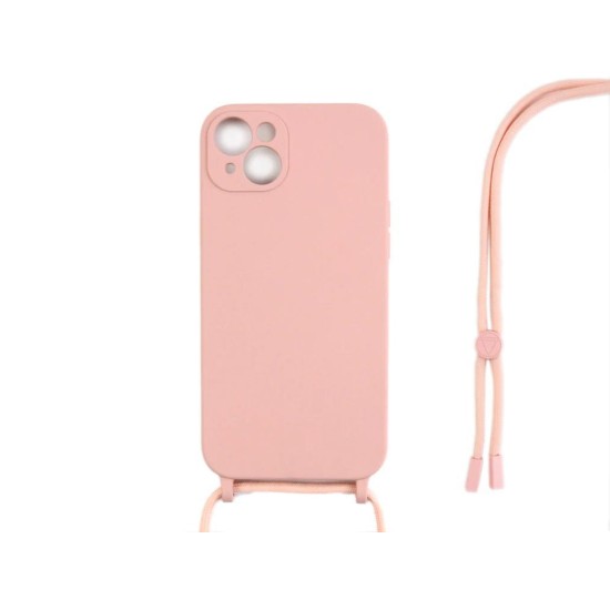 RIXUS FOR IPHONE 14 PLUS, 15 PLUS TPU NECKLACE CORD COVER PINK