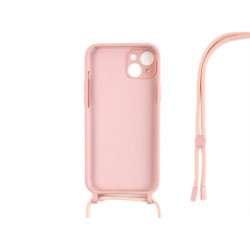 RIXUS FOR IPHONE 14 PLUS, 15 PLUS TPU NECKLACE CORD COVER PINK RIXUS FOR IPHONE 14 PLUS, 15 PLUS TPU NECKLACE CORD COVER PINK