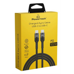 POWERTECH καλώδιο USB-C PTR-0132,PD 100W,copper,1m,μαύρο