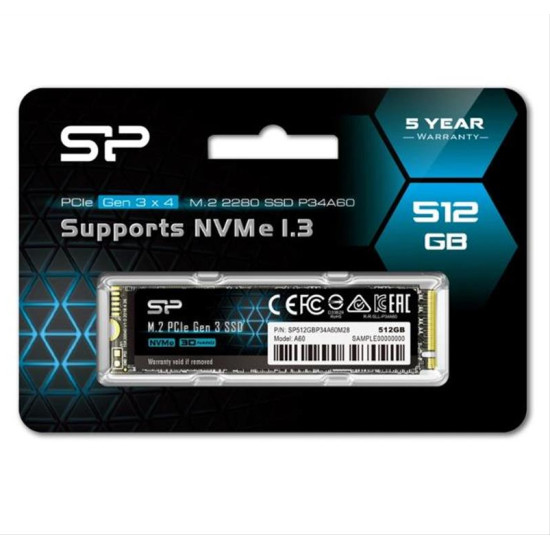 SILICON POWER SSD PCIe Gen3x4 P34A60 M.2 2280, 512GB, 2.200-1.600MB/s