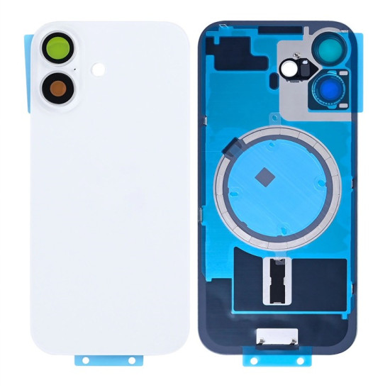 For Apple iPhone 17 Back Glass Without NFC, Enlarged Camera Frame White Compatible
