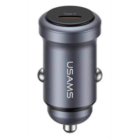 USAMS φορτιστής αυτοκινήτου CC321, USB-C, 30W, γκρι
