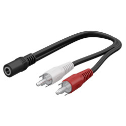 GOOBAY καλώδιο 3.5mm θηλυκό σε 2x αρσενικό RCA 50092, 0.2m, μαύρο GOOBAY καλώδιο 3.5mm θηλυκό σε 2x αρσενικό RCA 50092, 0.2m, μαύρο
