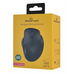POWERTECH ασύρματο ποντίκι PT-1288, USB δέκτης, έως 1600DPI, 400mAh, μαύρο