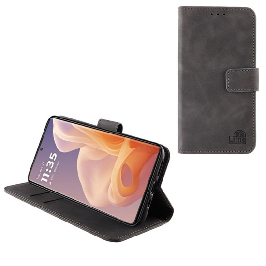 LIME ΘΗΚΗ MOTOROLA MOTO G85 5G XT2427-2 6.67" ESSENTIAL MAGNET BOOK STAND CLIP GREY