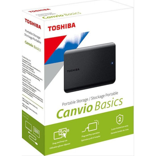 Toshiba Canvio Basics 2022 USB 3.2 Εξωτερικός HDD 2TB 2.5" Μαύρο