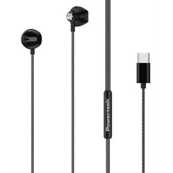 POWERTECH earphones με μικρόφωνο Prime, USB-C σύνδεση, 1.2m, μαύρα
