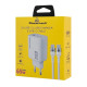 POWERTECH φορτιστής PT-1415 με καλώδιο,USB/2x USB-C,65W,GaN,λευκός