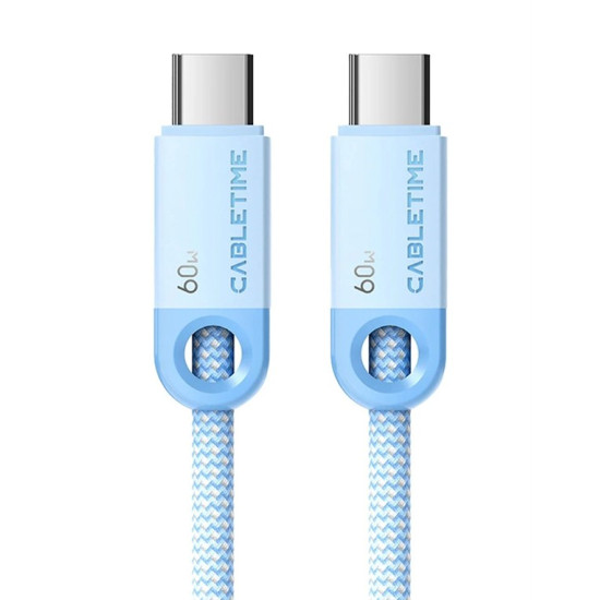 CABLETIME καλώδιο USB-C CT-CM60-PBL,60W PD,480Mbps,1m,μπλε