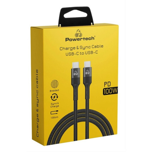 POWERTECH καλώδιο USB-C PTR-0132,PD 100W,copper,1m,μαύρο