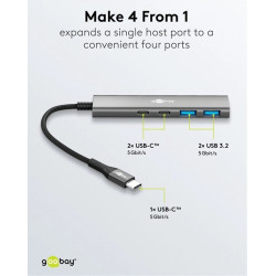 GOOBAY USB hub 76563,4x θυρών,USB 3.2,5Gbps,USB-C,γκρι GOOBAY USB hub 76563,4x θυρών,USB 3.2,5Gbps,USB-C,γκρι