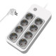 POWERTECH πολύπριζο ασφαλείας PT-1534,8 θέσεων,16A,1.5m,λευκό