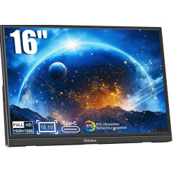 Pisichen Portable Monitor, 16 Inch Portable Monitor FHD 1920 x 1200P HDMI USB C IPS Display Pisichen Portable Monitor, 16 Inch Portable Monitor FHD 1920 x 1200P HDMI USB C IPS Display