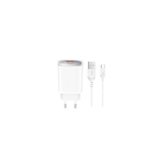 XO wall charger CE19 QC 18W 1x USB white + cable microUSB