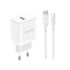 Dudao A20EU USB-A 18W wall charger - white + USB-A - USB-C cable