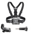 Adjustable harness for a sports camera with a rotating tripod and a phone stand