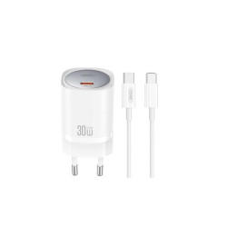 XO wall charger CE20 PD 30W 1x USB-C white + cable USB-C - USB-C