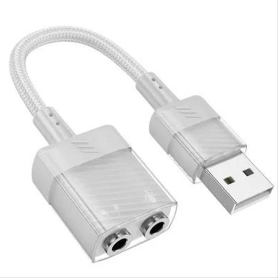 HOCO adaptor AUX USB to 2x Jack 3,5mm (female) Spirit LS37 grey