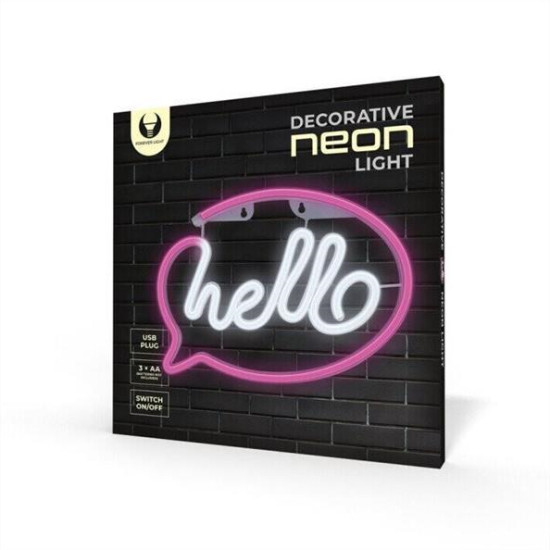 LED neon HELLO pink white Bat + USB FLNE15 Forever Light RTV100232