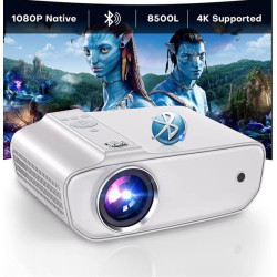 TOPVISION Bluetooth 5.1 Mini Projector - 8500 Lumens Multimedia Home Cinema Projector, 250 Inch Display Support Compatible with HDMI, USB, VGA, AV, Smartphone, Pad, TV Box, Laptop