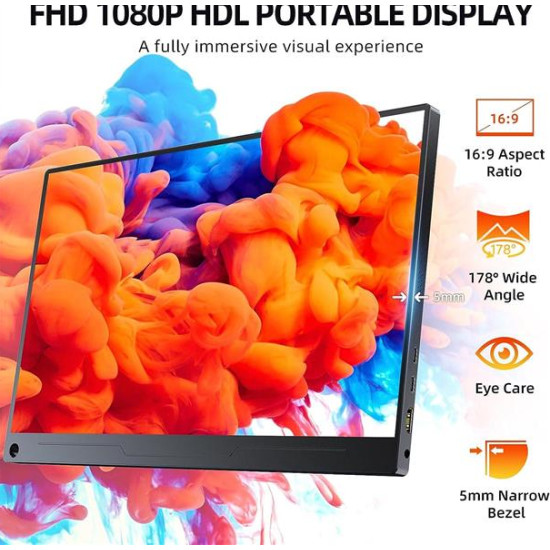 UPERFECT Portable Monitor 15.6 Inch Portable Monitor 1920 x 1080 Full HD IPS Screen with HDMI USB C for Laptop PC Mobile Phone PS4/5 Switch with Protective Case VESA Compatible M156A08 UPERFECT Portable Monitor 15.6 Inch Portable Monitor 1920 x 1080 Full HD IPS Screen with HDMI USB C for Laptop PC Mobile Phone PS4/5 Switch with Protective Case VESA Compatible M156A08