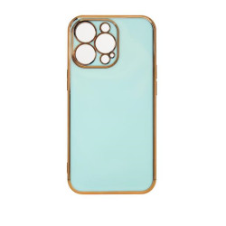 Lighting Color Case case for iPhone 13 Pro gel cover with gold frame mint